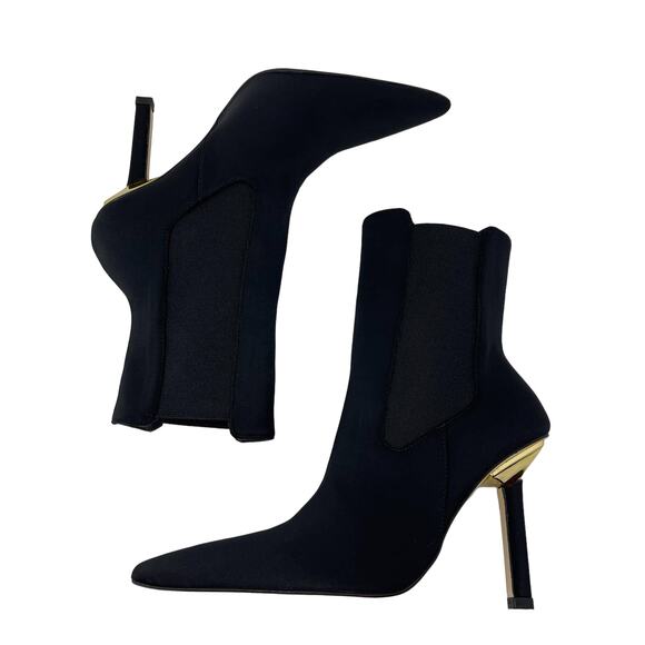 Good American High Kickstand Suede Bootie Size 7.5 Neoprene Black GA118N-X - Picture 3 of 7